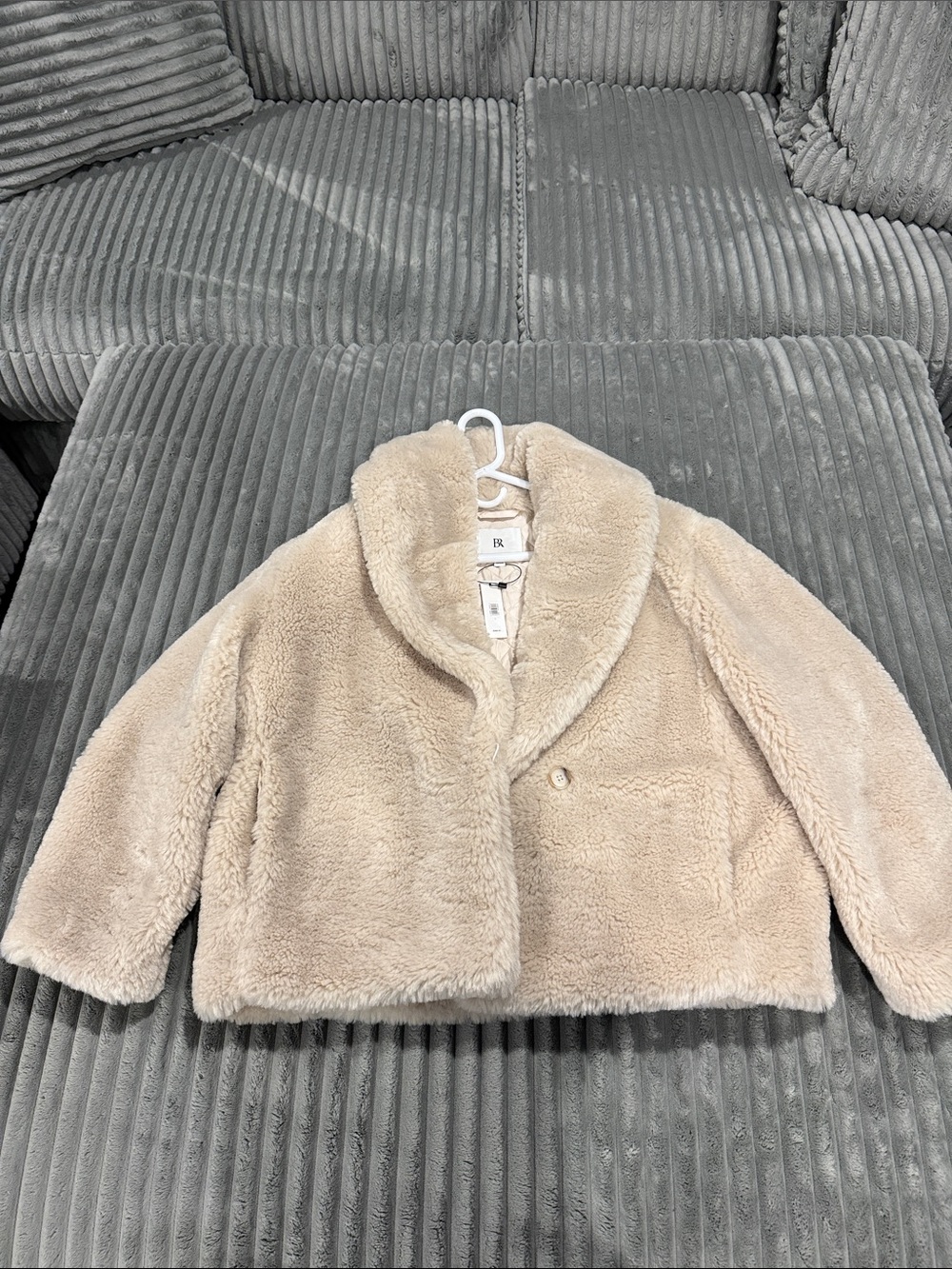 Banana Republic Beige Teddy Sherpa Cropped Coat